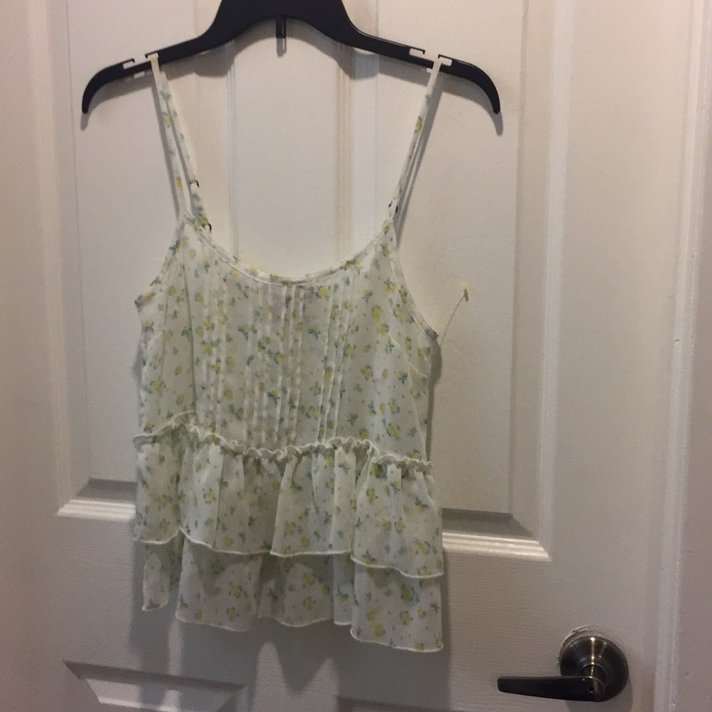 Yellow Floral Sheer Blouse